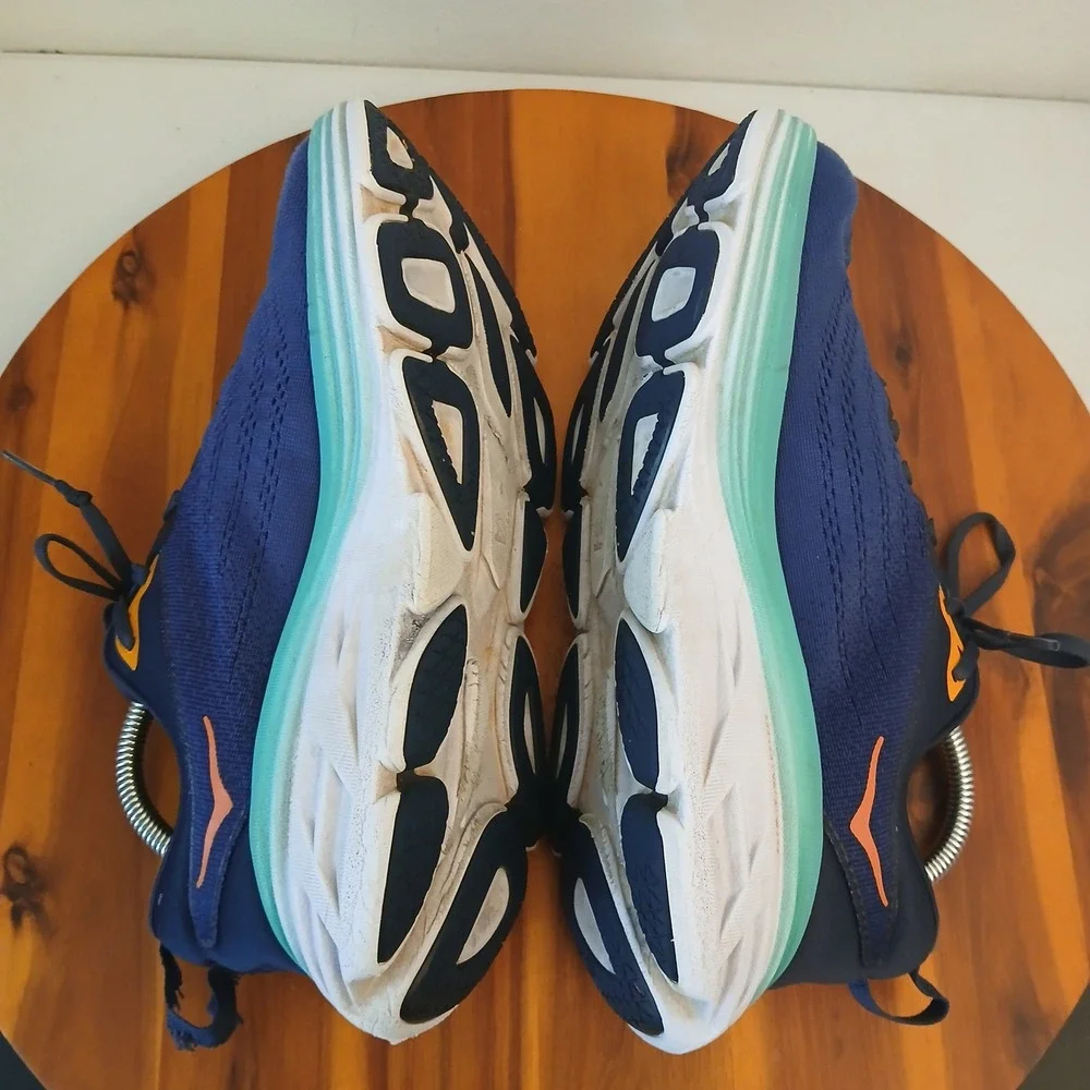 Hoka One One Bondi 8 Women 10 D Wide Blue Running Shoes Sneakers 1127954 OSBB